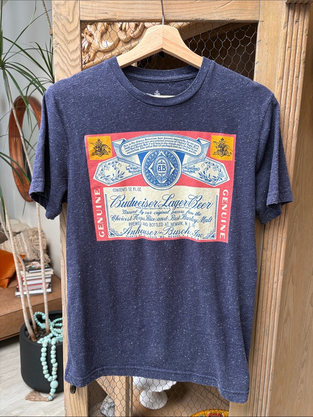 Anheuser-Busch Budweiser Lager Beer Blue Speckled Texture T-Shirt